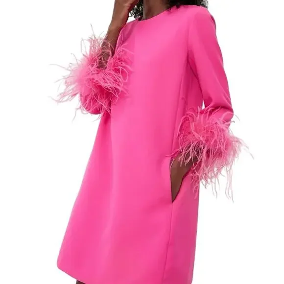 New Tuckernuck Women's XL Pink Feather Mod Mary Dress 60s Retro Barbie Rare 5395 - Picture 2 of 14